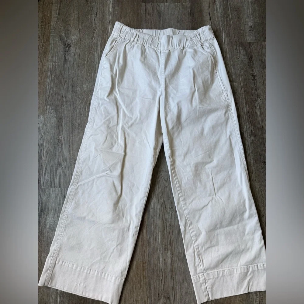 J. Crew Wide Leg Trouser Pants White Cream Size M Stretchy Hippie Boho Trendy